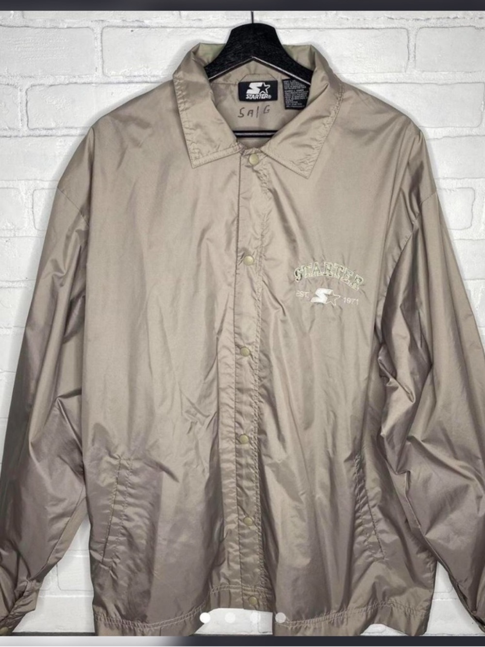STARTER Men’s Windbreaker Jacket in Taupe Beige